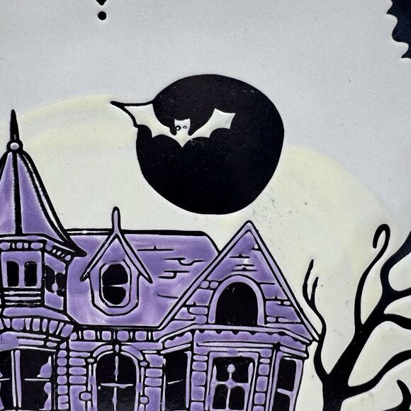 Spectrum Designz Haunted House Halloween Plates 11” Bat Spooky Set of 2 - Picture 4 of 12